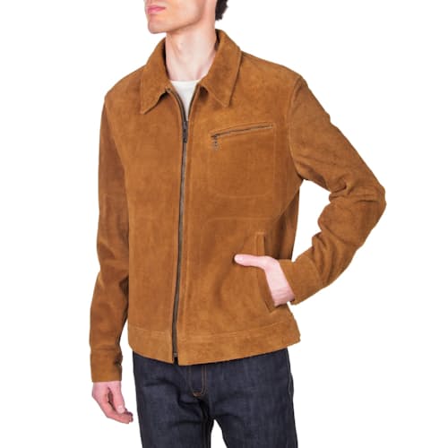 on model image of Roughout Leather Suede Jacket