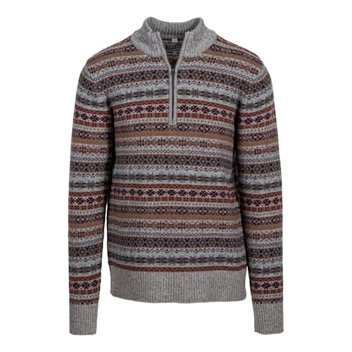 laydown image of Fairisle Quarter Zip Sweater