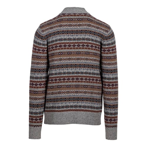 laydown image of Fairisle Quarter Zip Sweater