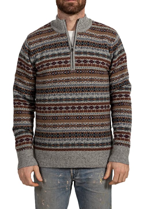 on model image of Fairisle Quarter Zip Sweater
