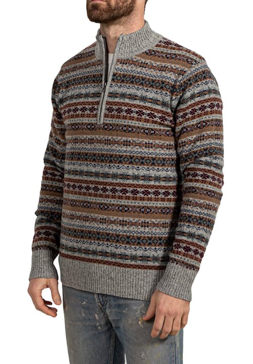 on model image of Fairisle Quarter Zip Sweater
