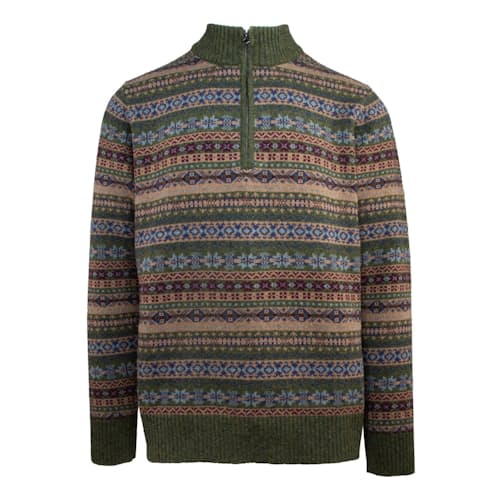 laydown image of Fairisle Quarter Zip Sweater
