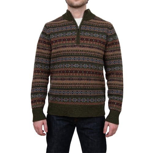 on model image of Fairisle Quarter Zip Sweater