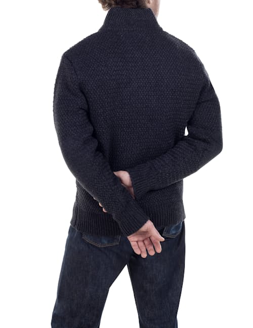 on model image of Funnel Neck Military Sweater