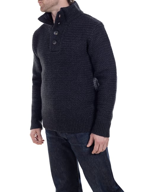 on model image of Funnel Neck Military Sweater