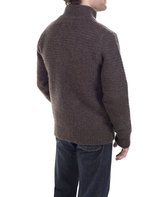 on model image of Funnel Neck Military Sweater