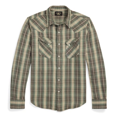 laydown image of Allen Plaid Western Shirt