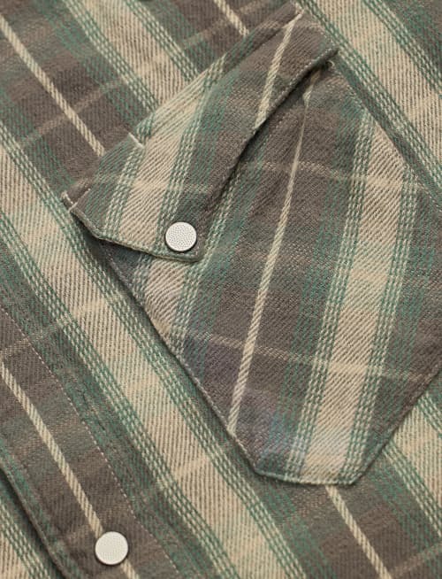 laydown detail image of Allen Plaid Western Shirt