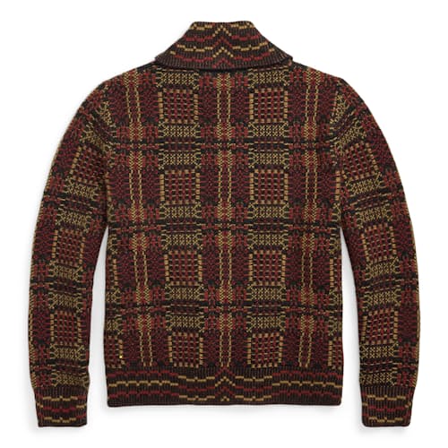 laydown image of Full Zip Shawl Cardigan Knit Sweater