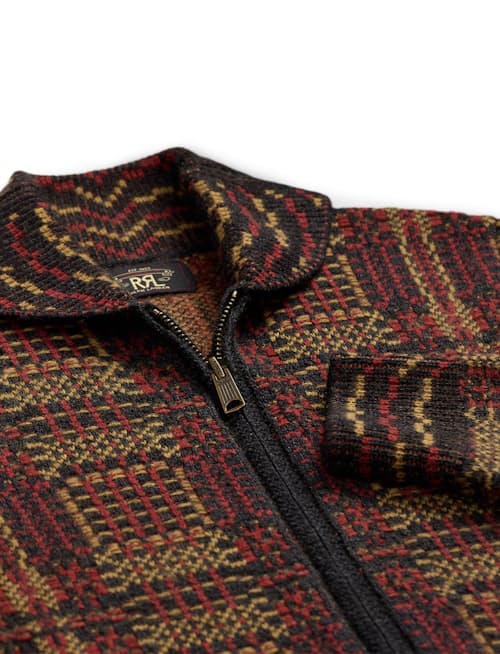 laydown detail image of Full Zip Shawl Cardigan Knit Sweater