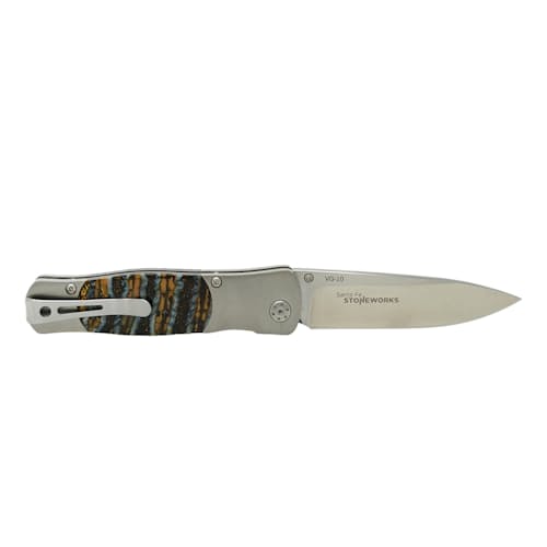 laydown image of Tesoro Button Lock VG-10 Pocket Knife