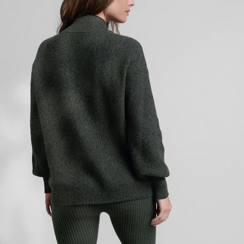 on model image of Women's Cozy Cotton Silk Pocket Henley