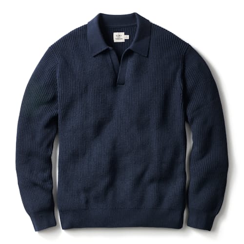laydown image of Bolinas Cotton Johnny Collar Sweater Polo