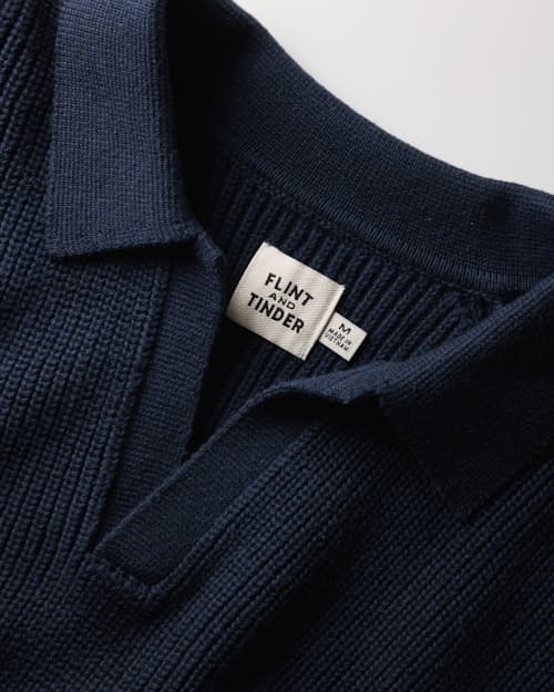 laydown detail image of Bolinas Cotton Johnny Collar Sweater Polo