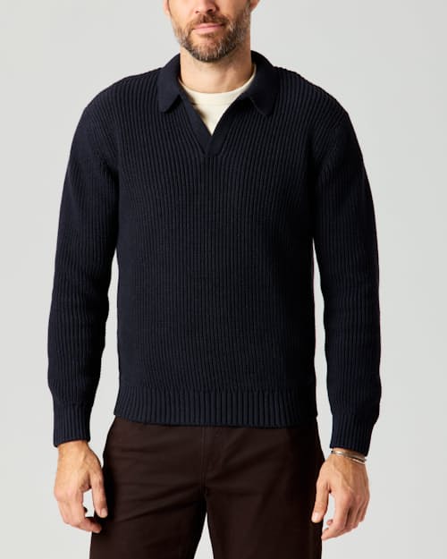 lifestyle image of Bolinas Johnny Collar Sweater Polo