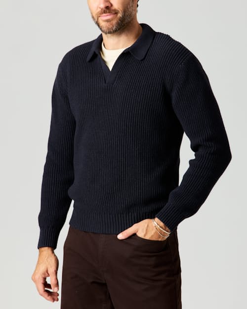 lifestyle image of Bolinas Johnny Collar Sweater Polo