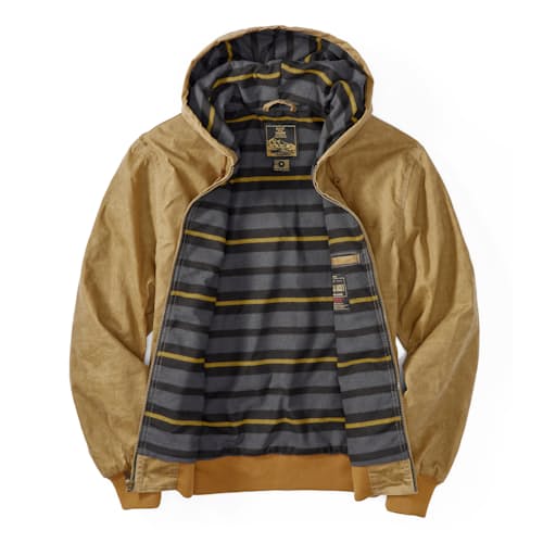 laydown image of Flannel-Lined Hooded Waxed Jacket