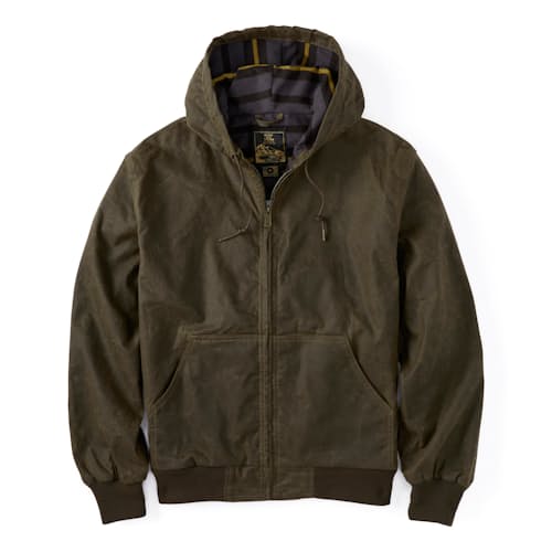 laydown image of Flannel-Lined Hooded Waxed Jacket