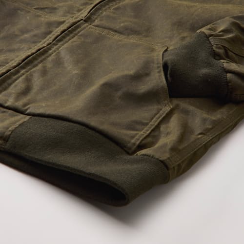 laydown detail image of Flannel-Lined Hooded Waxed Jacket