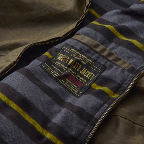 laydown detail image of Flannel-Lined Hooded Waxed Jacket