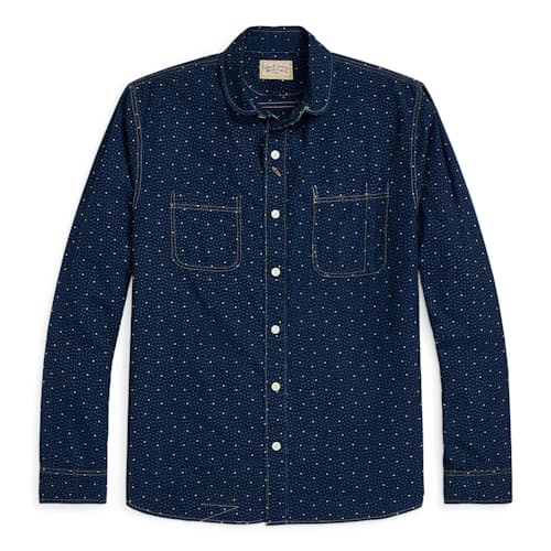 laydown image of Connor Print Workshirt