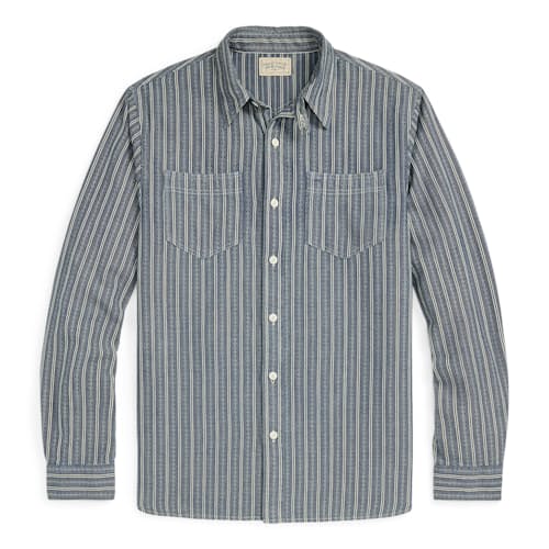laydown image of Hartley Dobby Stripe Workshirt
