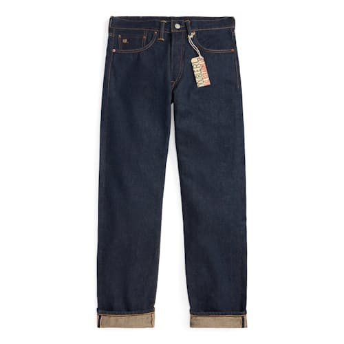 laydown image of Straight Fit Selvedge Denim Jeans
