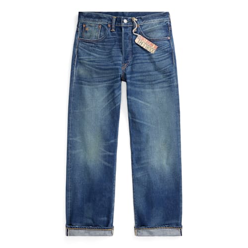 laydown image of Straight Fit Selvedge Denim Jeans