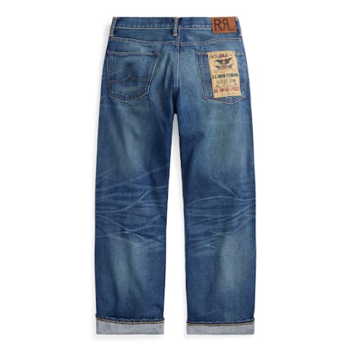 laydown image of Straight Fit Selvedge Denim Jeans