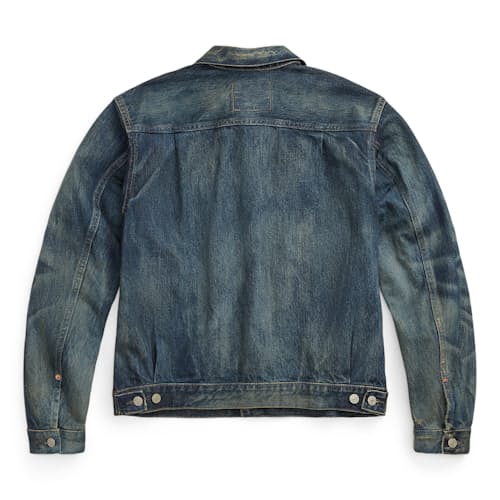 laydown image of Type 2 Roughtout Denim Trucker Jacket