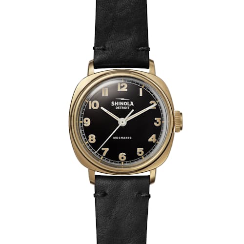 laydown detail image of Mechanic 3H 39mm Black Leather Watch