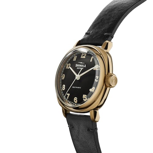 laydown detail image of Mechanic 3H 39mm Black Leather Watch