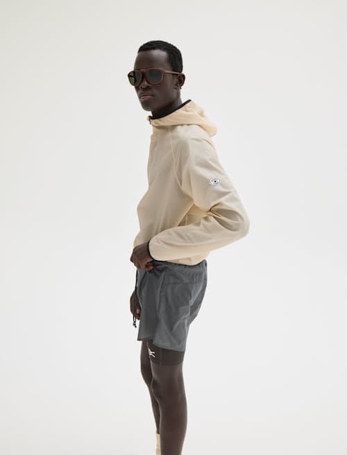 on model image of Ultralight Packable DWR Wind Jacket