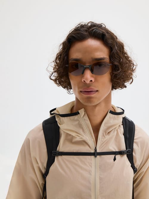 on model image of Ultralight Packable DWR Wind Jacket