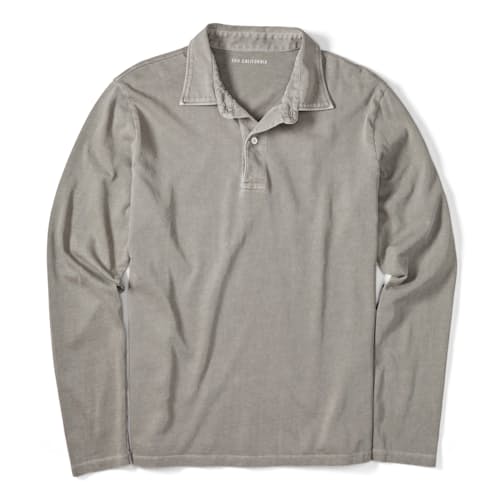 laydown image of Organic Recycled Cotton Long Sleeve Polo