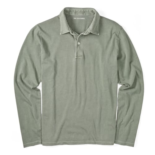 laydown image of Organic Recycled Cotton Long Sleeve Polo