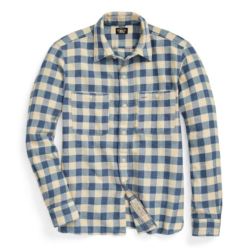 laydown image of Women's Plaid Cotton-Linen Shirt