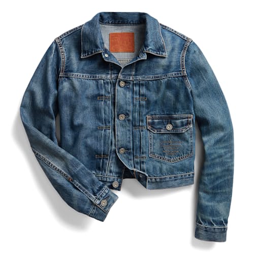 laydown image of Women's Cropped Denim Jacket