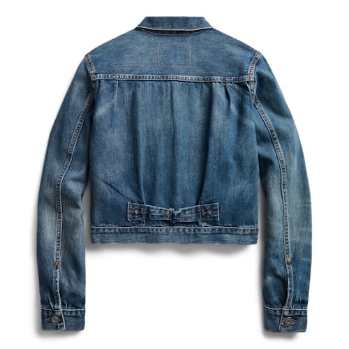 laydown image of Women's Cropped Denim Jacket