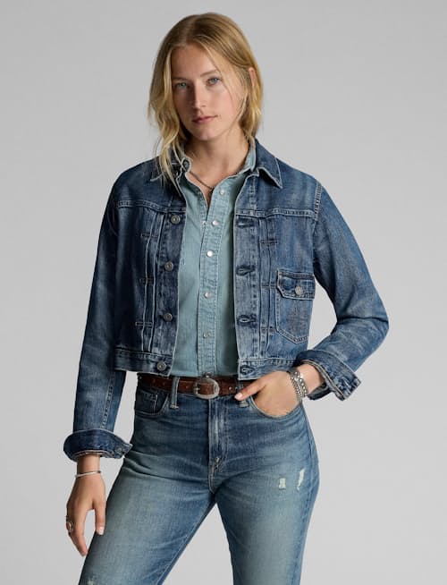 lifestyle image of Women's Cropped Denim Jacket