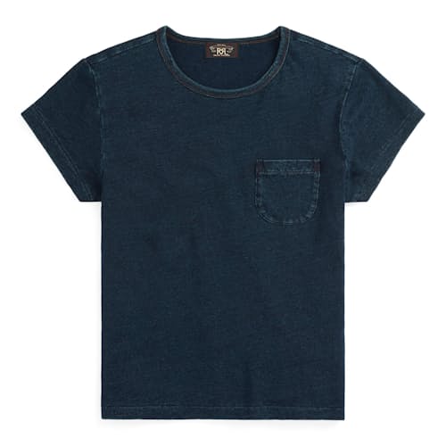 laydown image of Women's Short Sleeve Indigo Pocket Tee