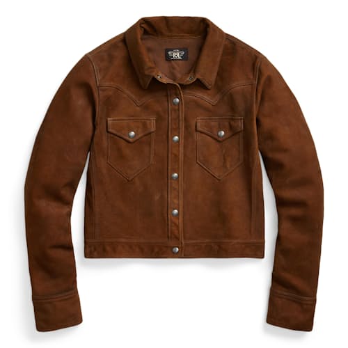 laydown image of Women's Stiles Roughout Suede Jacket