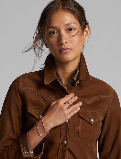 on model image of Women's Stiles Roughout Suede Jacket