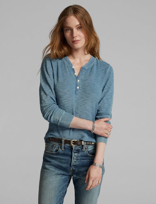 lifestyle image of Women's Waffle Knit Henley