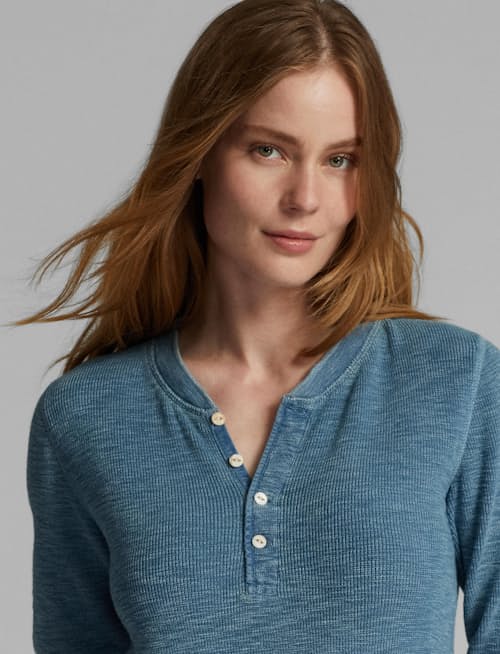 lifestyle image of Women's Waffle Knit Henley