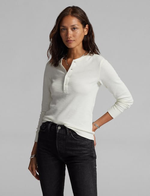 lifestyle image of Women's Waffle Knit Henley