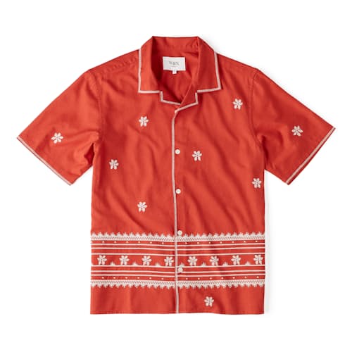 laydown image of Daisy Embroidery Didcot Camp Collar Shirt