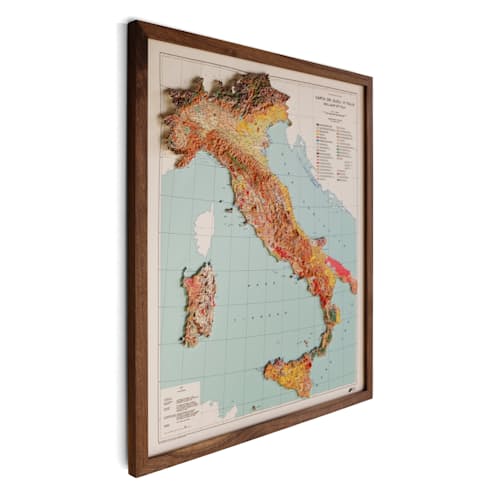 laydown image of Italy 1966 3D Raised Relief Map