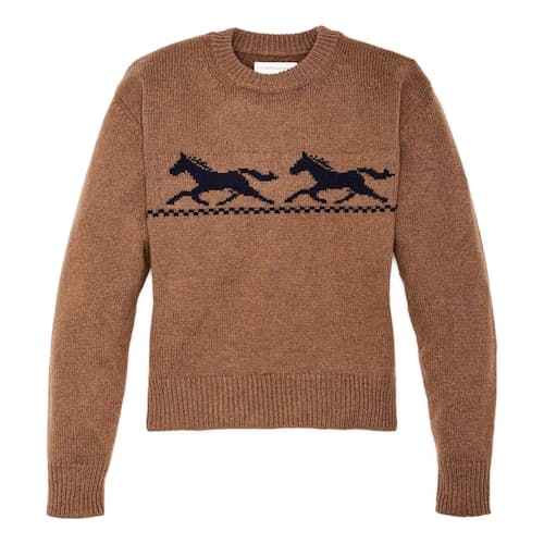 laydown image of Women's Horse Wool Crewneck Sweater