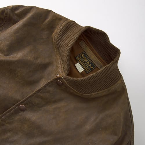 laydown detail image of Leather Bomber Jacket